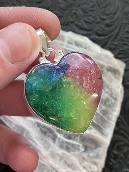 Rainbow Quartz Heart Crystal Stone Jewelry Pendant #A5sbIGFV41w