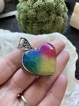 Rainbow Quartz Heart Crystal Stone Jewelry Pendant #MEHfh1afwS4