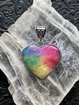 Rainbow Quartz Heart Crystal Stone Jewelry Pendant #Xfa7TeNEyHQ