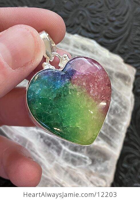 Rainbow Quartz Heart Crystal Stone Jewelry Pendant - #A5sbIGFV41w-1