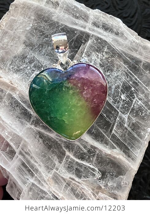 Rainbow Quartz Heart Crystal Stone Jewelry Pendant - #A5sbIGFV41w-4