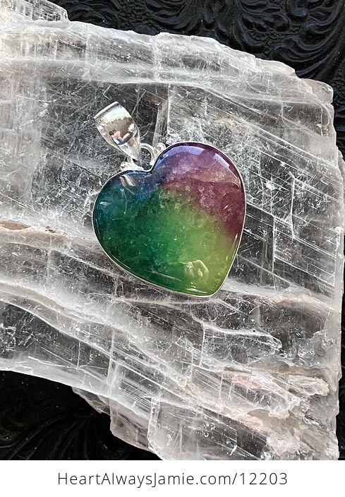 Rainbow Quartz Heart Crystal Stone Jewelry Pendant - #A5sbIGFV41w-2