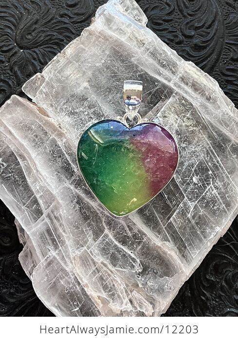 Rainbow Quartz Heart Crystal Stone Jewelry Pendant - #A5sbIGFV41w-3