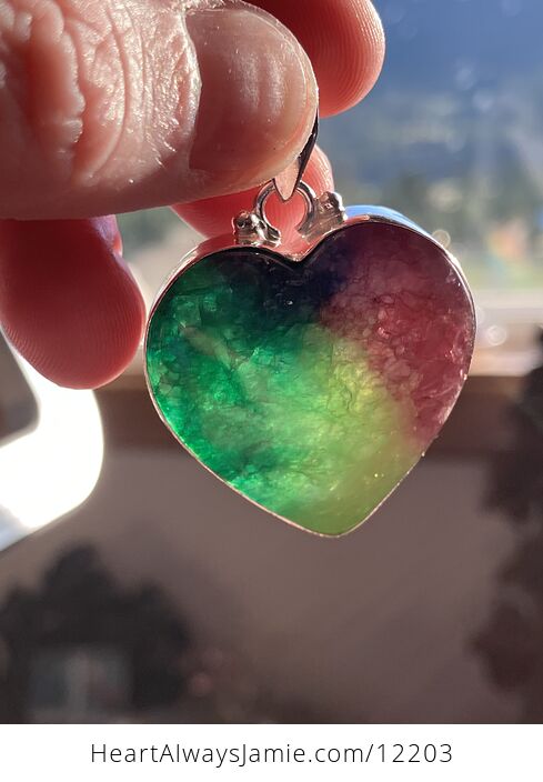 Rainbow Quartz Heart Crystal Stone Jewelry Pendant - #A5sbIGFV41w-6