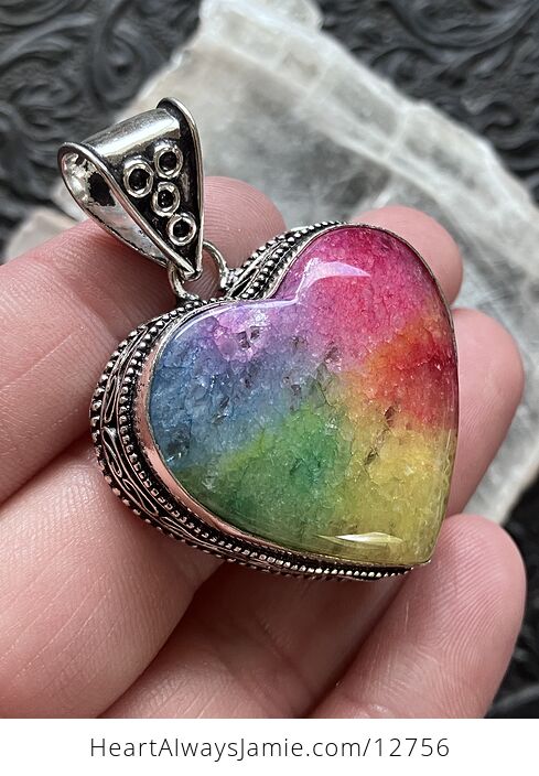 Rainbow Quartz Heart Crystal Stone Jewelry Pendant - #Xfa7TeNEyHQ-3