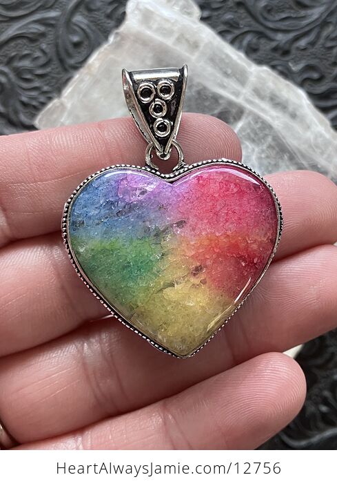 Rainbow Quartz Heart Crystal Stone Jewelry Pendant - #Xfa7TeNEyHQ-2