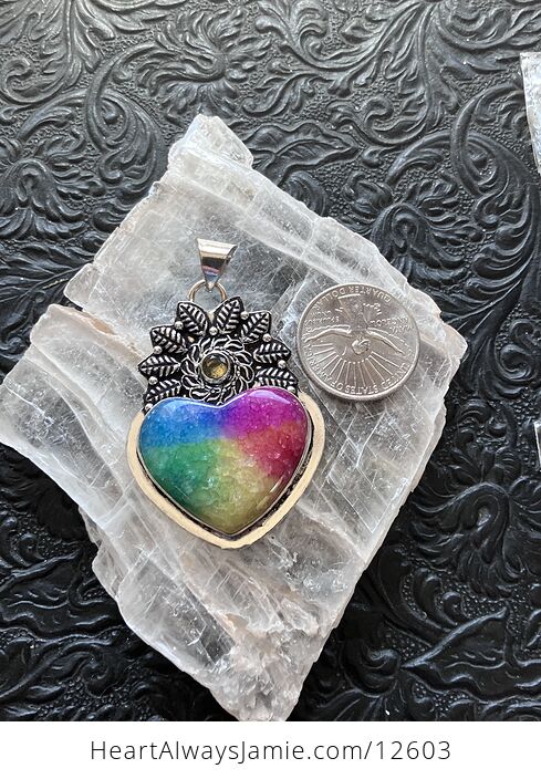 Rainbow Quartz Heart Crystal Stone Jewelry Pendant - #eVXF8QtX1ZQ-6