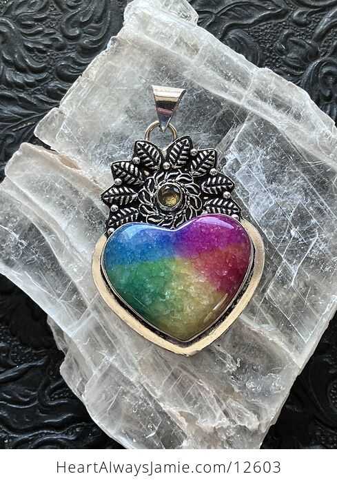 Rainbow Quartz Heart Crystal Stone Jewelry Pendant - #eVXF8QtX1ZQ-5