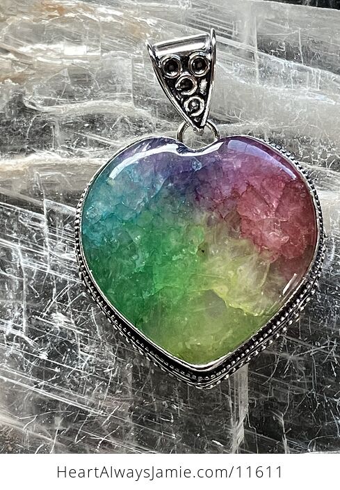 Rainbow Quartz Heart Crystal Stone Jewelry Pendant - #mtGL0zFwiXA-5