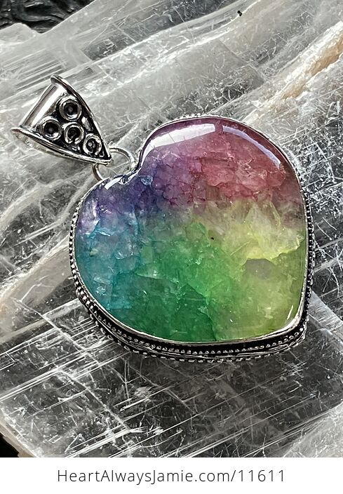 Rainbow Quartz Heart Crystal Stone Jewelry Pendant - #mtGL0zFwiXA-1