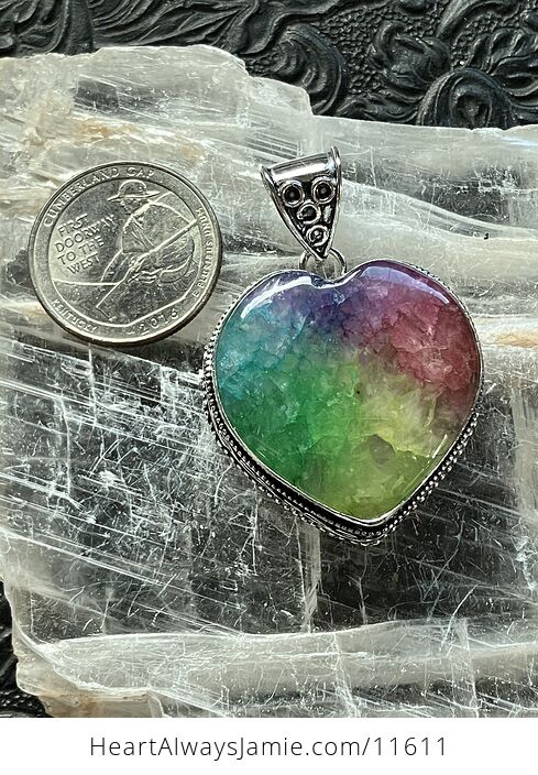Rainbow Quartz Heart Crystal Stone Jewelry Pendant - #mtGL0zFwiXA-4