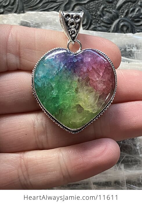 Rainbow Quartz Heart Crystal Stone Jewelry Pendant - #mtGL0zFwiXA-2