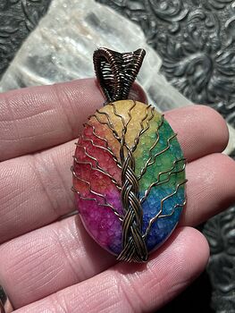 Rainbow Quartz Wire Wrapped Tree of Life Pendant Crystal Stone Jewelry #owhWRXeTP78