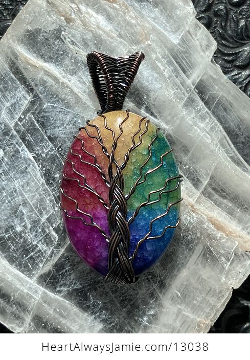 Rainbow Quartz Wire Wrapped Tree of Life Pendant Crystal Stone Jewelry - #FhKe7lV1oSM-5