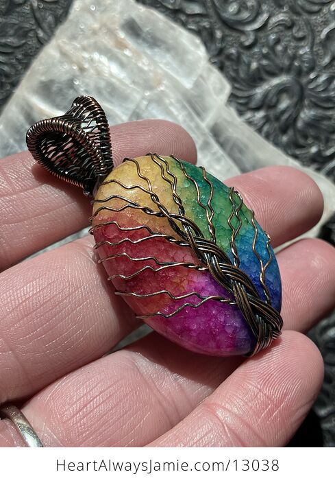 Rainbow Quartz Wire Wrapped Tree of Life Pendant Crystal Stone Jewelry - #FhKe7lV1oSM-2