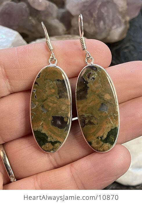 Rainforest Jasper Rhyolite Crystal Stone Jewelry Earrings - #gyRvv2syFYo-1