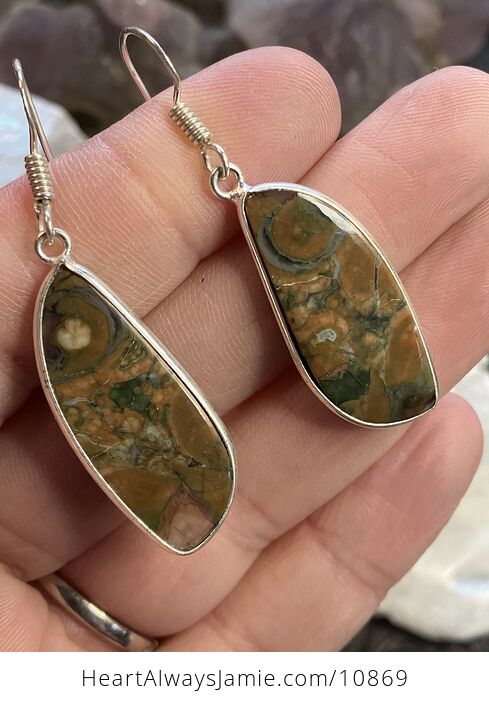 Rainforest Jasper Rhyolite Crystal Stone Jewelry Earrings - #ueJtkk01pBE-2