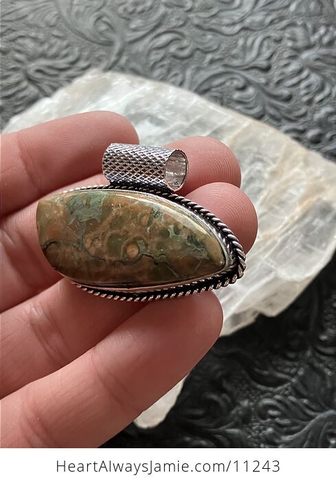 Rainforest Rhyolite Jasper Crystal Stone Jewelry Pendant - #1ZaEYd9dSec-4