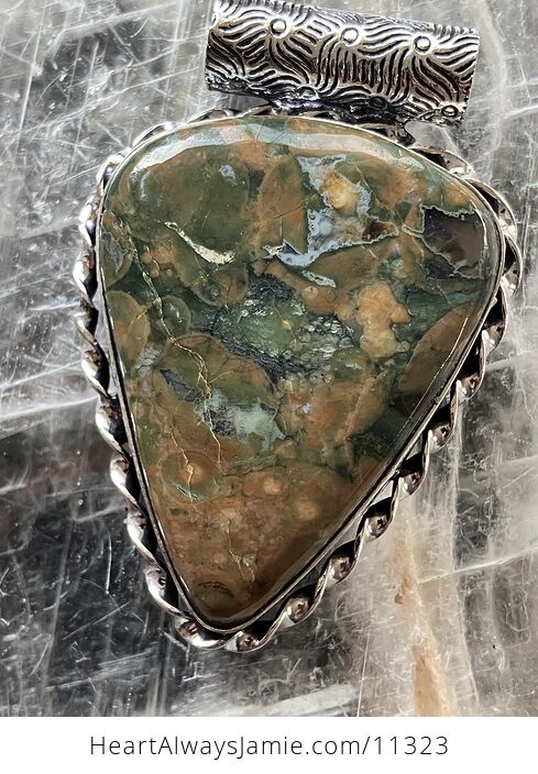 Rainforest Rhyolite Jasper Crystal Stone Jewelry Pendant - #Iw1wxCpCfXo-1