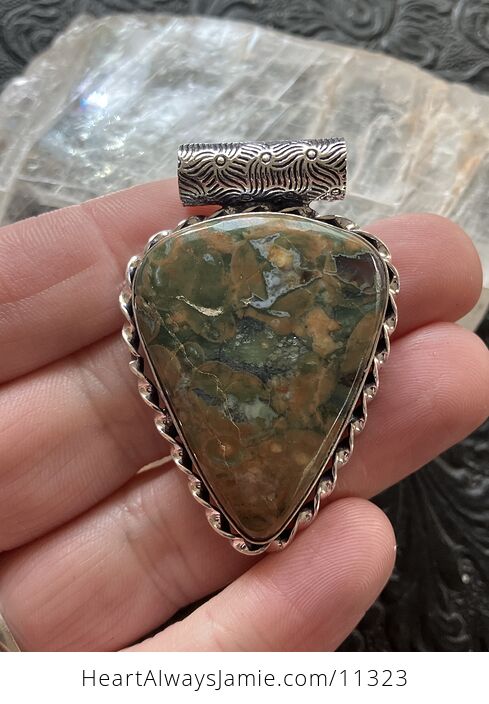 Rainforest Rhyolite Jasper Crystal Stone Jewelry Pendant - #Iw1wxCpCfXo-7
