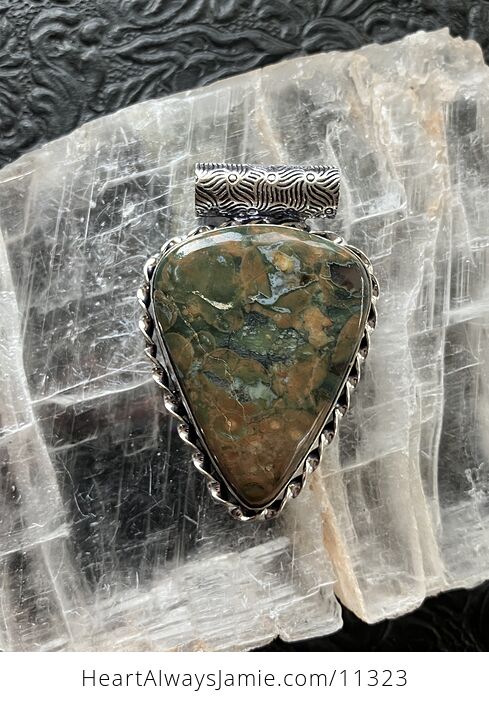 Rainforest Rhyolite Jasper Crystal Stone Jewelry Pendant - #Iw1wxCpCfXo-4