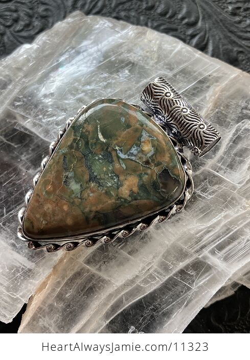 Rainforest Rhyolite Jasper Crystal Stone Jewelry Pendant - #Iw1wxCpCfXo-6
