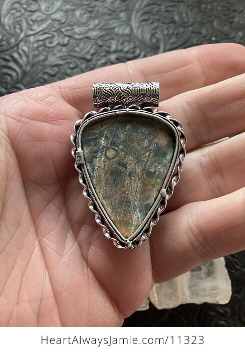 Rainforest Rhyolite Jasper Crystal Stone Jewelry Pendant - #Iw1wxCpCfXo-3