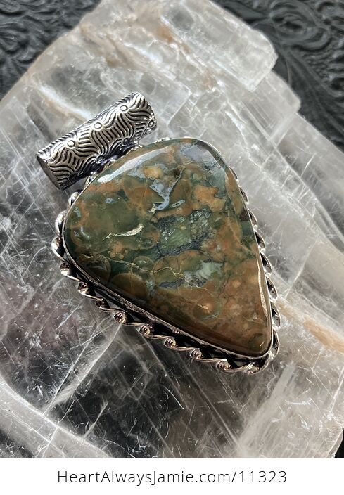 Rainforest Rhyolite Jasper Crystal Stone Jewelry Pendant - #Iw1wxCpCfXo-5