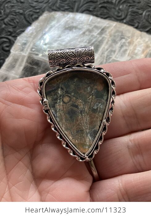 Rainforest Rhyolite Jasper Crystal Stone Jewelry Pendant - #Iw1wxCpCfXo-8