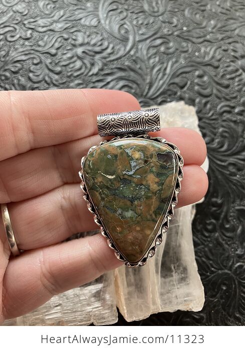 Rainforest Rhyolite Jasper Crystal Stone Jewelry Pendant - #Iw1wxCpCfXo-2