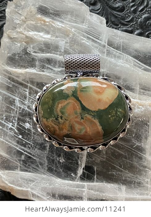 Rainforest Rhyolite Jasper Crystal Stone Jewelry Pendant - #XEgwfjTwgeI-1