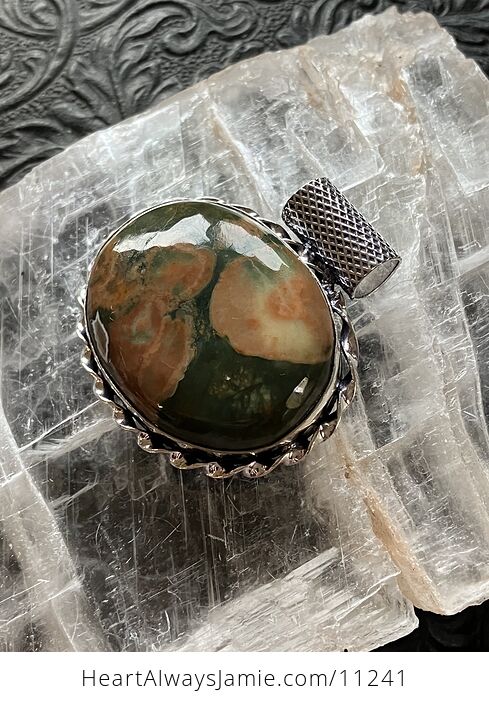 Rainforest Rhyolite Jasper Crystal Stone Jewelry Pendant - #XEgwfjTwgeI-6