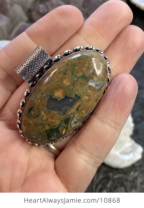 Rainforest Rhyolite Jasper Crystal Stone Jewelry Pendant - #zE9XA369GZE-2