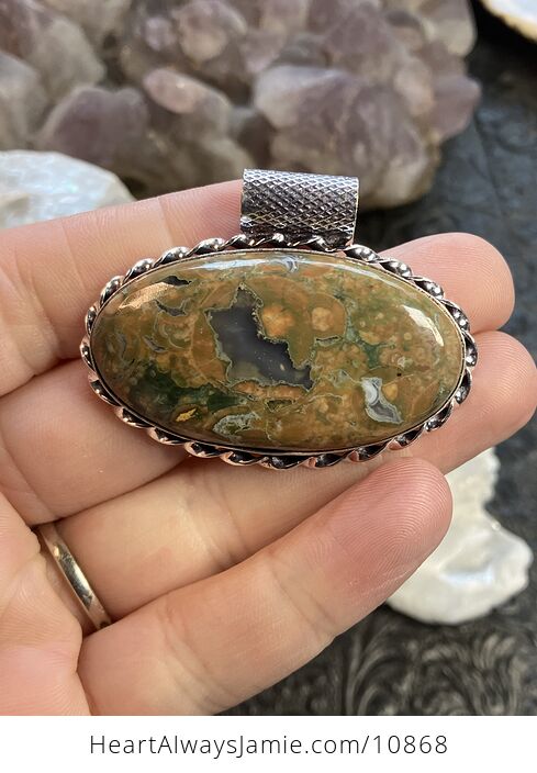 Rainforest Rhyolite Jasper Crystal Stone Jewelry Pendant - #zE9XA369GZE-1