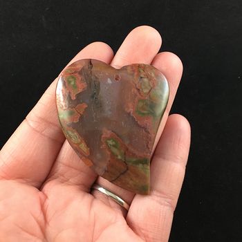Rainforest Rhyolite Jasper Heart Shaped Stone Jewelry Pendant #LVujEoxA8oo