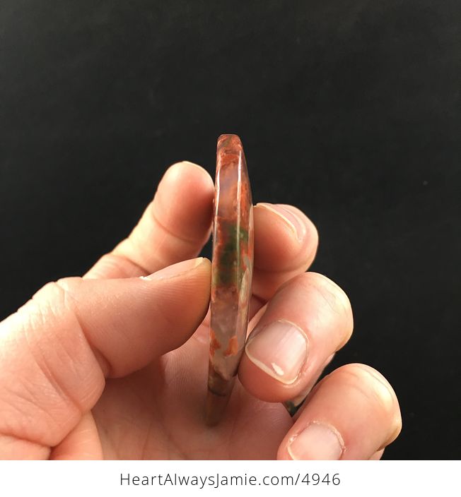 Rainforest Rhyolite Jasper Heart Shaped Stone Jewelry Pendant - #LVujEoxA8oo-5