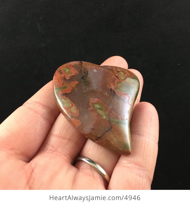 Rainforest Rhyolite Jasper Heart Shaped Stone Jewelry Pendant - #LVujEoxA8oo-2