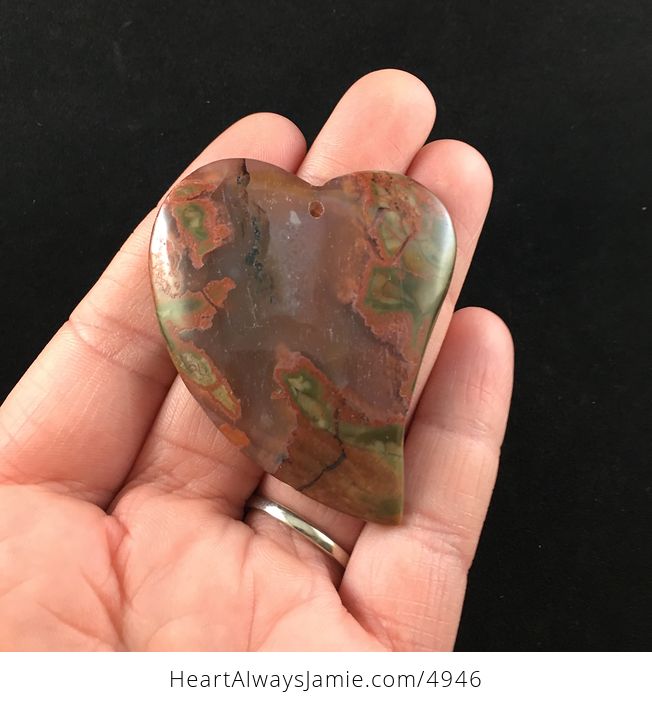 Rainforest Rhyolite Jasper Heart Shaped Stone Jewelry Pendant - #LVujEoxA8oo-1