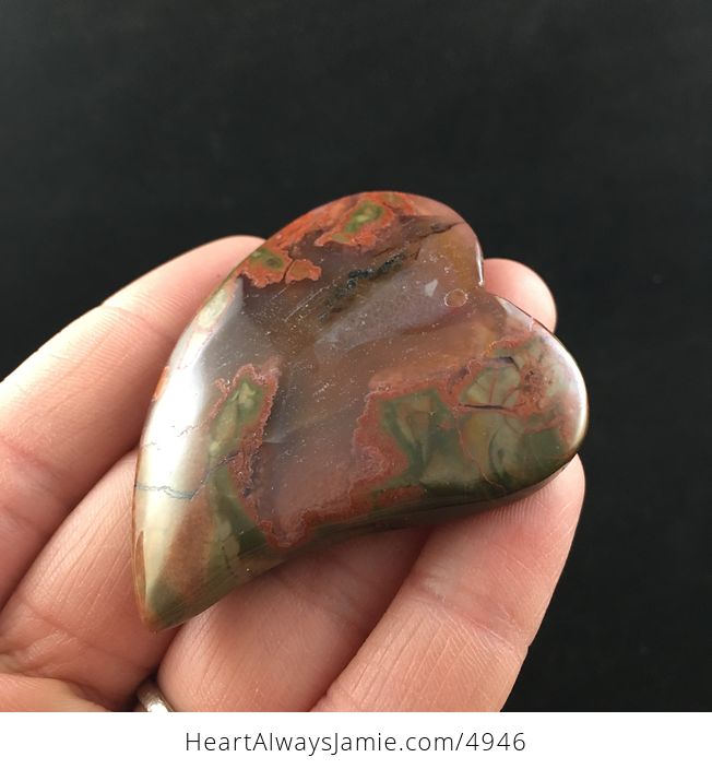 Rainforest Rhyolite Jasper Heart Shaped Stone Jewelry Pendant - #LVujEoxA8oo-4