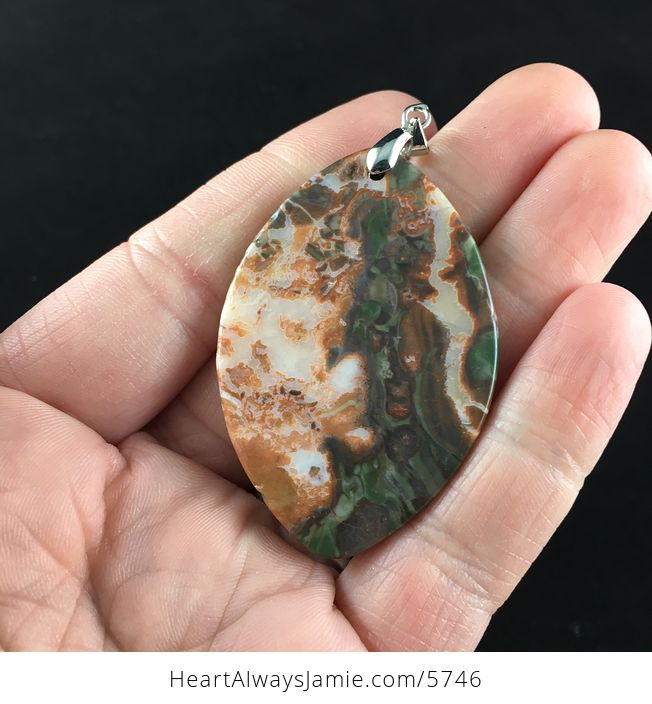 Rainforest Rhyolite Jasper Money Agate Stone Jewelry Pendant - #OLsOlaARMlM-6