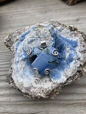 Rare Moss Agate and Owyhee Oregon Blue Opal Heart Pendant #h6Q0JCmf7P0