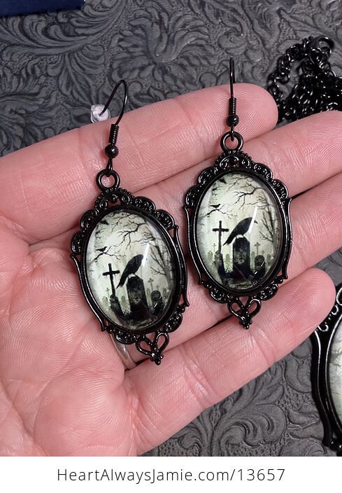 Raven or Crow Necklace Earrings Jewelry Set - #yagRzVOr9Ys-4