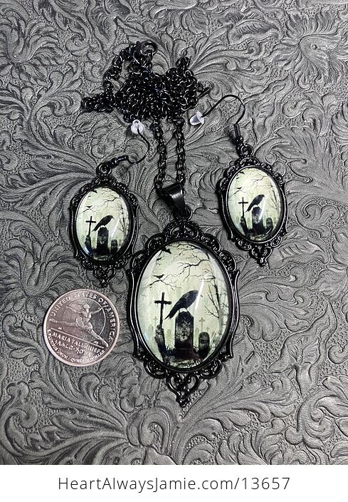 Raven or Crow Necklace Earrings Jewelry Set - #yagRzVOr9Ys-2