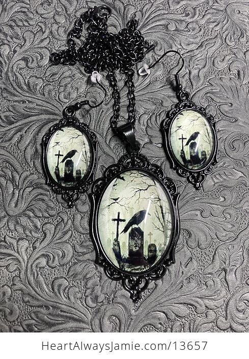 Raven or Crow Necklace Earrings Jewelry Set - #yagRzVOr9Ys-1