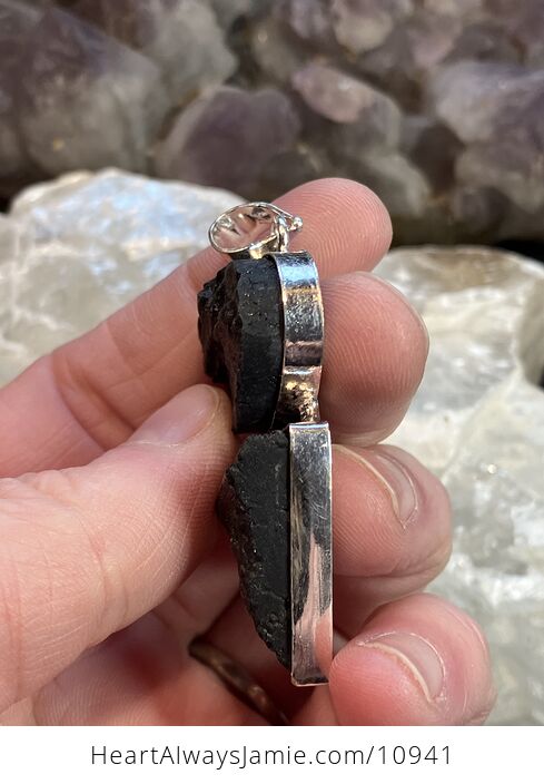 Raw Black Tourmaline Crystal Stone Jewelry Pendant - #ygSZmTsjmFs-3