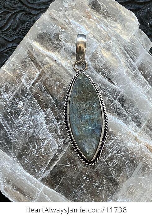 Raw Labradorite Crystal Stone Jewelry Pendant - #Nowz1QFeV8s-1