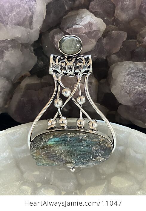 Raw Labradorite Gemstone Jewelry Crystal Fidget Pendant - #BvTNLksAJLA-1