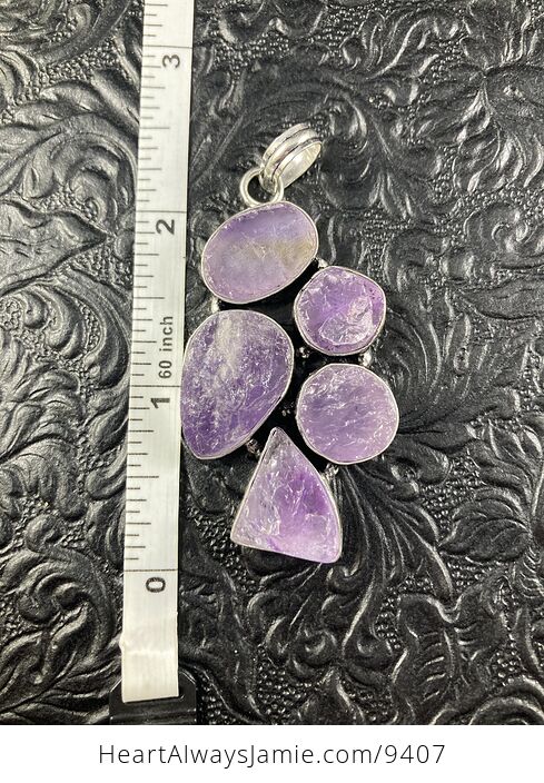 Raw Natural Purple Amethyst Crystal Stones Jewelry Pendant - #7BwGRvsLtrs-3