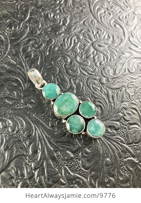 Raw Polished Emerald Crystal Stone Jewelry Pendant - #JC482IYUwUM-5