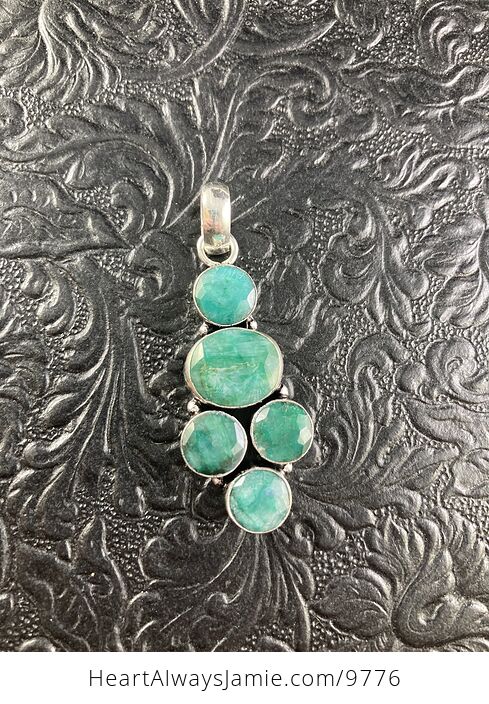 Raw Polished Emerald Crystal Stone Jewelry Pendant - #JC482IYUwUM-4